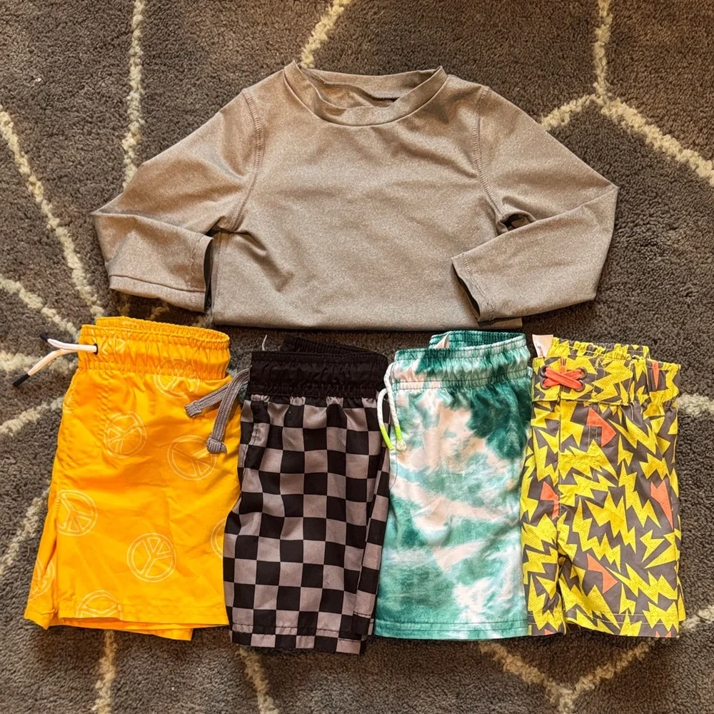 Cat & Jack Kids Swim Shorts Bathing Suit Rash guard Shirt Set size 2t